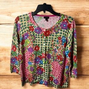 Talbots Multicolor Floral Cardigan